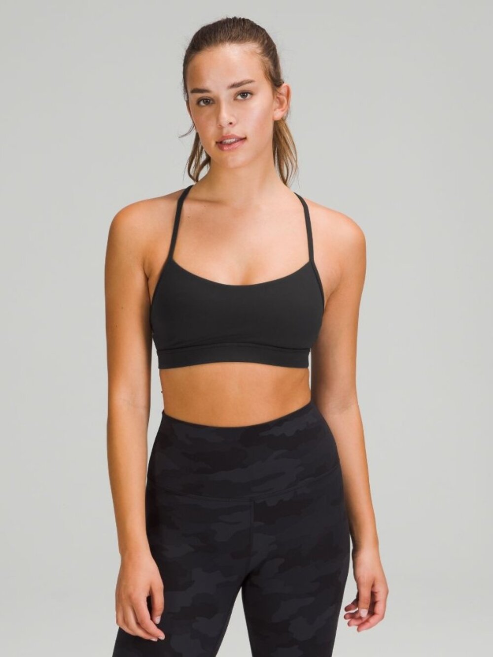 lululemon Flow Y Nulu Black Sports Bra Size 4